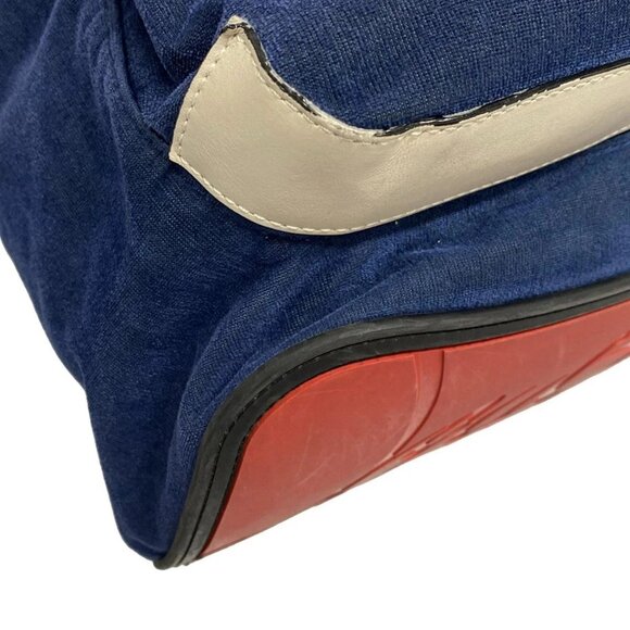 Auth CHRISTIAN LOUBOUTIN Buckle Ruby Navy Cream Red Velour Leather Backpack - Picture 6 of 16